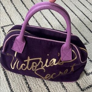 Vintage Victoria's Secret Purple Canvas Tote with Gold Script